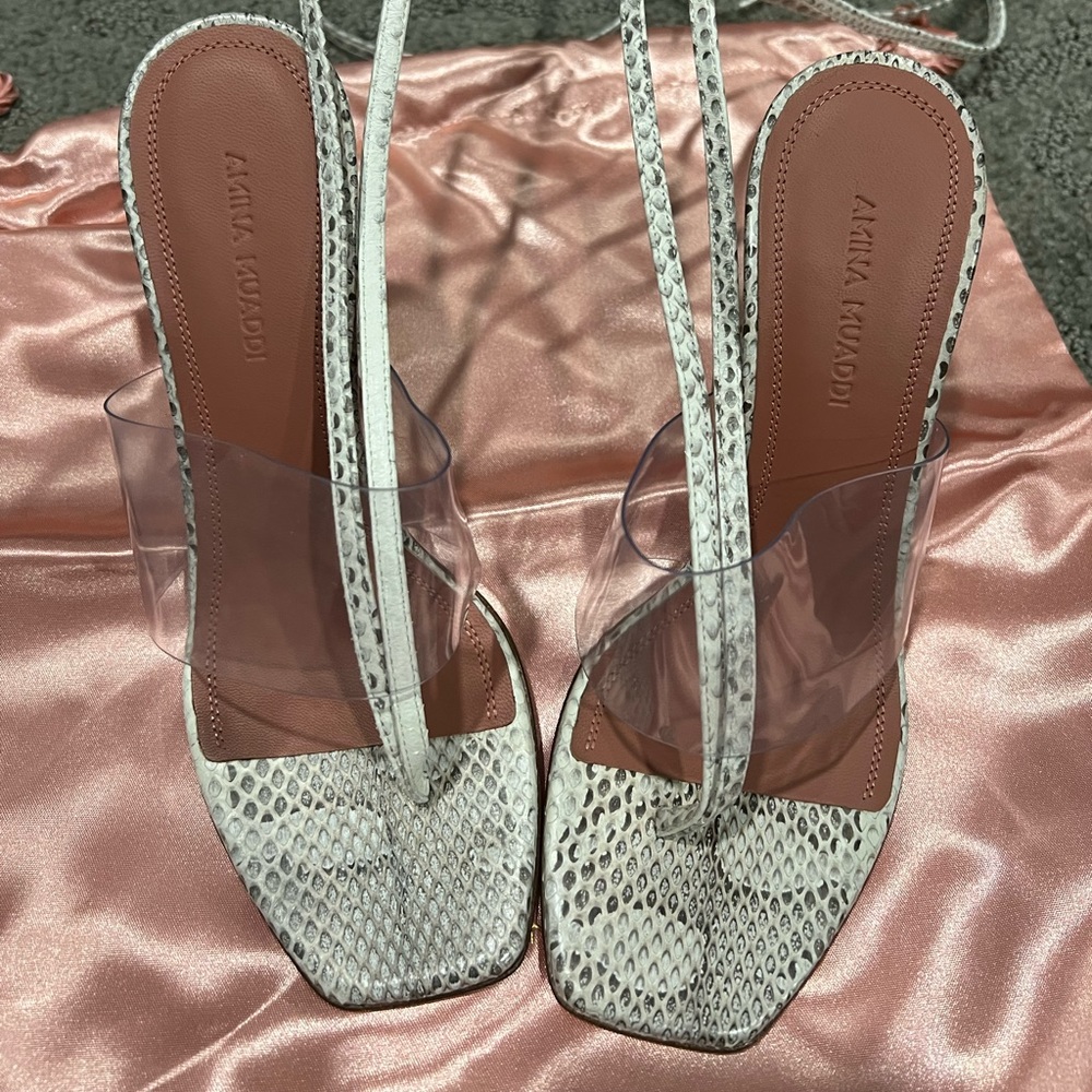 Amina Muaddi Snakeskin Sandal Size 35
